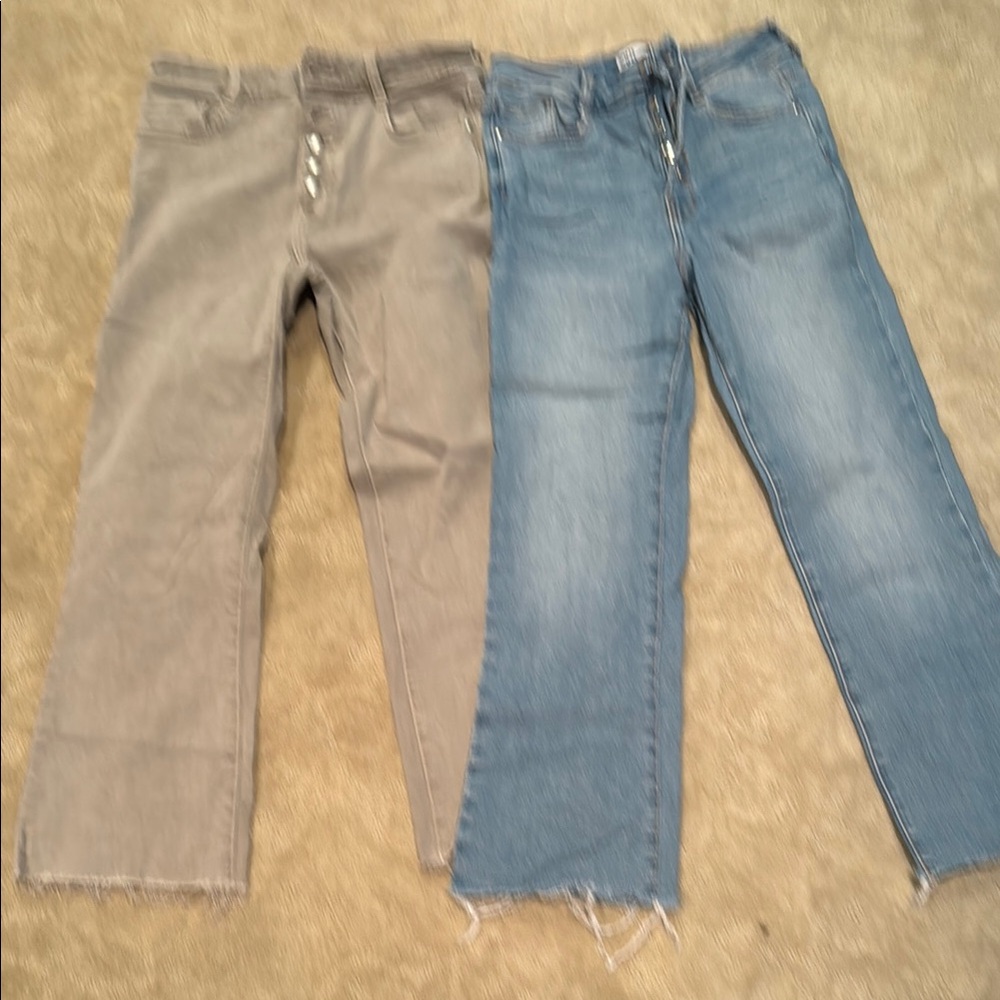 Zara Blue and Gray Ankle Cropped Jeans